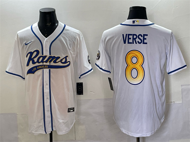Men's White Los Angeles Rams #8 Jared Verse Cool Base Stitched Baseball Jersey
